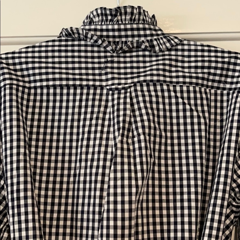 J.Crew Classic-fit ruffleneck shirtdress dress navy check AY173 - Picture 8 of 14